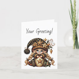 Cartão De Festividades Crie seu próprio Cacau Gnomo de Natal Mágico