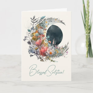 Cartão De Festividades Crie Seu Próprio Crescente Lunar Floral Escuro e C