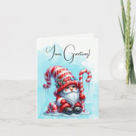 Cartão De Festividades Crie Seu Próprio Docinho Doce Cane Gnomo de Natal