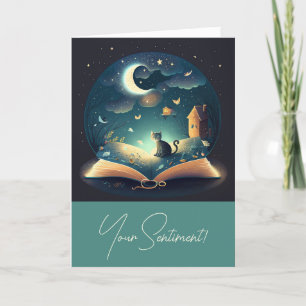 Cartão De Festividades Crie seu próprio Gato Preto Místico e Grimoire