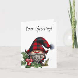 Cartão De Festividades Crie Seu Próprio Gnome de Natal de Xadrez Búfala