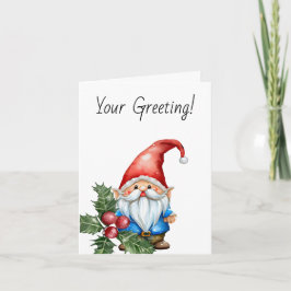 Cartão De Festividades Crie seu próprio Gnome de Natal Vermelho e Azul