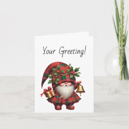 Cartão De Festividades Crie Seu Próprio Gnome de Natal Xadrez Alegre