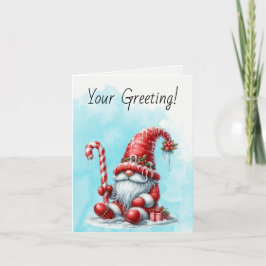 Cartão De Festividades Crie Seu Próprio Gnome Feliz de Natal com Peppermi