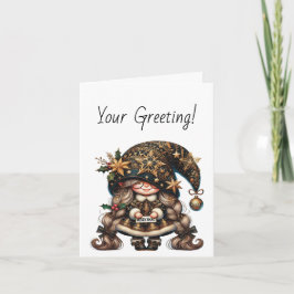 Cartão De Festividades Crie Seu Próprio Gnome Feliz e Mágico de Natal