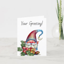 Cartão De Festividades Crie seu próprio Gnome vermelho e azul presente
