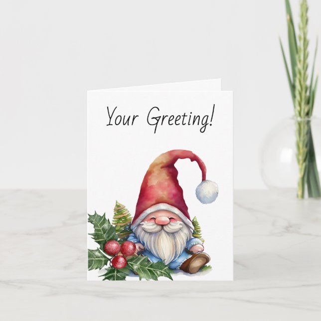 Cartão De Festividades Crie seu próprio Gnomo de Árvore de Natal (Frente)