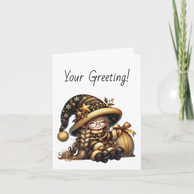 Cartão De Festividades Crie seu próprio Gnomo de Natal mágico (Frente)