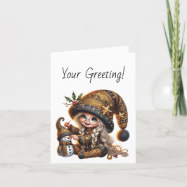 Cartão De Festividades Crie seu próprio Gnomo de Natal mágico Snowman