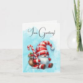 Cartão De Festividades Crie Seu Próprio Peppermineiro Berries Natal Gnomo