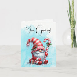 Cartão De Festividades Crie Seu Próprio Peppermineiro Festivo Gnomo Natal