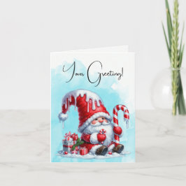 Cartão De Festividades Crie Seu Próprio Peppermint Canes Gnomo De Natal