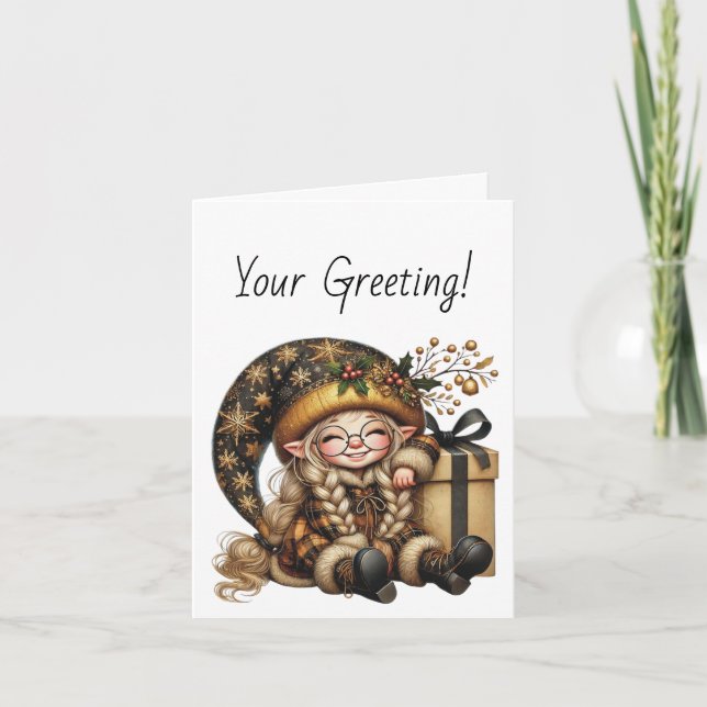 Cartão De Festividades Crie seu próprio presente mágico de Natal (Frente)