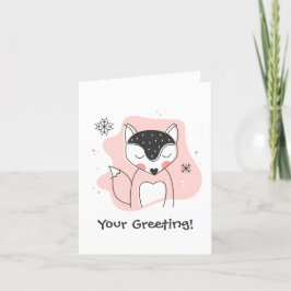 Cartão De Festividades Crie Seu Próprio Retro Fox Orange Christmas