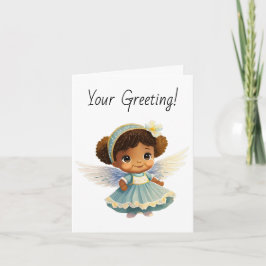 Cartão De Festividades Crie Sua Própria Garota Anjo Afro-Americana