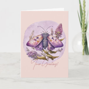 Cartão De Festividades Crie sua própria mariposa roxa e flores silvestres