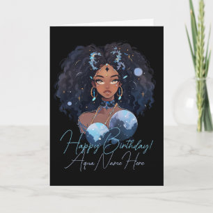 Cartão De Festividades Crie Sua Própria Mulher Afro-Americana Aquário