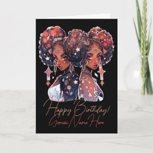 Cartão De Festividades Crie Sua Própria Mulher Afro-Americana Gêmeos