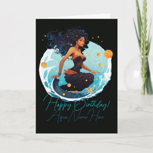 Cartão De Festividades Crie Sua Própria Rainha Afro-Americana Aquário