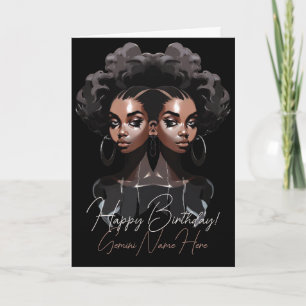 Cartão De Festividades Crie Sua Própria Rainha Afro-Americana Gêmeos