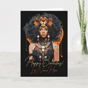 Cartão De Festividades Crie Sua Própria Rainha Afro-Americana Leo