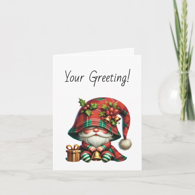 Cartão De Festividades Crie sua Xadrez de Natal Holly Sinos (Frente)