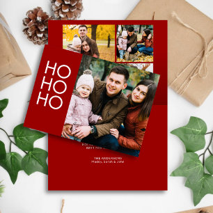 Cartão De Festividades Crimson Red "HO HO HO HO"