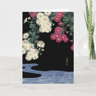 Cartão De Festividades Crisântemos, Água Corrente, Floral Japonesa