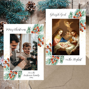 Cartão De Festividades Cristão Cristão Barroco Natal Holly Foto
