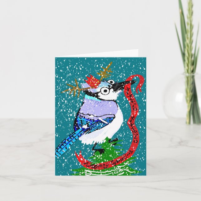 Cartão De Festividades Cristatamas alegres do cristata do Cyanocitta! (Frente)