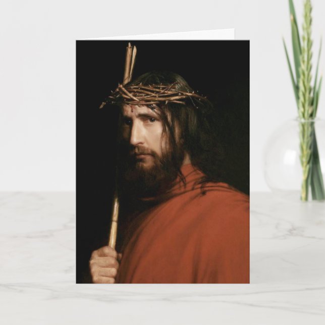 Cartão De Festividades Cristo com Thorns. Placas de Páscoa de arte (Frente)
