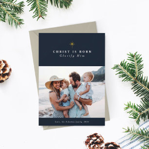 Cartão De Festividades Cristo é Nascer Glorificá-lo no Natal religioso