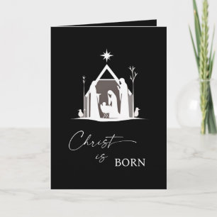 Cartão De Festividades Cristo Nasce Natividade Branca Natal Negro II
