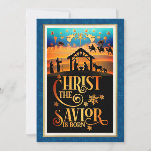 Cartão De Festividades "Cristo O Salvador Nasceu" Natal Natividade