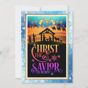 Cartão De Festividades "Cristo O Salvador Nasceu" Natal Natividade