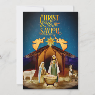 Cartão De Festividades "Cristo O Salvador Nasceu" Natal Natividade