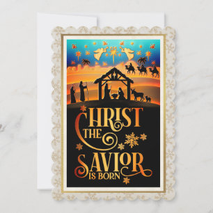 Cartão De Festividades "Cristo O Salvador Nasceu" Natal Natividade