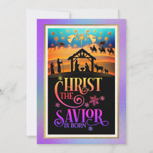 Cartão De Festividades "Cristo O Salvador Nasceu" Natal Natividade