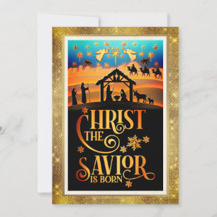 Cartão De Festividades "Cristo O Salvador Nasceu" Natal Natividade