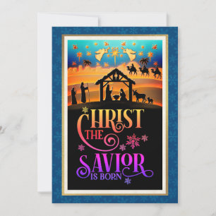 Cartão De Festividades "Cristo O Salvador Nasceu" Natal Natividade