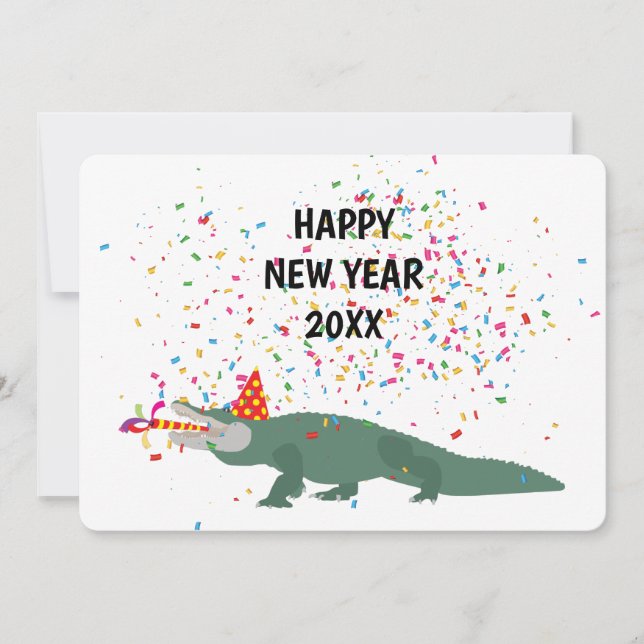 Cartão De Festividades Crocodilo de Alligador - Feliz ano novo de Animais (Frente)