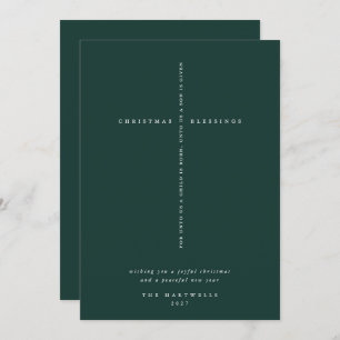 Cartão De Festividades Cruz de Escritura Verde Escura Elegante