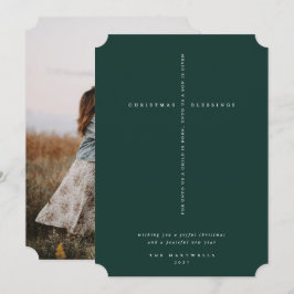 Cartão De Festividades Cruz de Escritura Verde Escura Elegante Foto