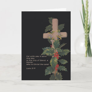Cartão De Festividades Cruz de Natal Religiosa e Escritura
