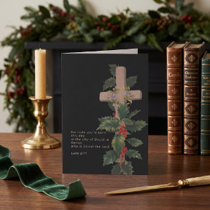 Cartão De Festividades Cruz de Natal Religiosa e Escritura
