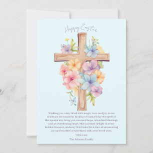 Cartão De Festividades Cruz de Páscoa em Aquarela Personalizada