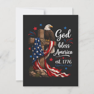 Cartão De Festividades Cruz Patriótica Deus Abençoe a América