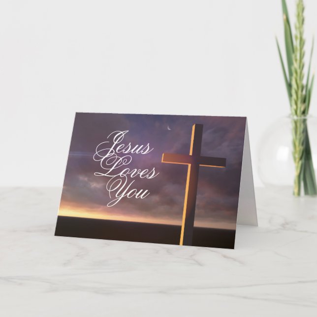 Cartão De Festividades Cruze com "Jesus te ama" Bíblia Verse Card (Frente)