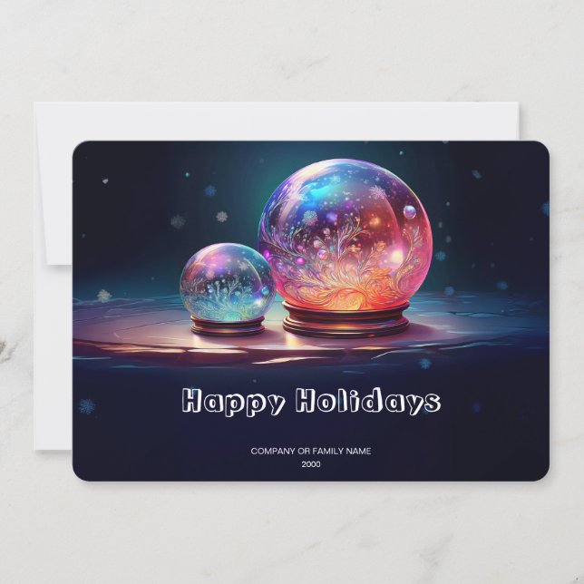 Cartão De Festividades Crystal Snowballs Christmas Holiday Card (Frente)