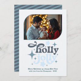 Cartão De Festividades Crystal Snowfall Modern Blue Christmas Photo